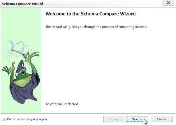 Figure 43. Schema Compare Wizard welcome screen