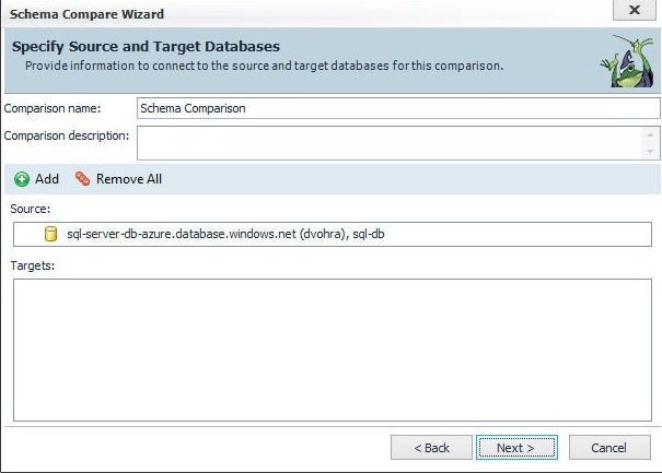 Figure 47. The database sql-db is selected as Source