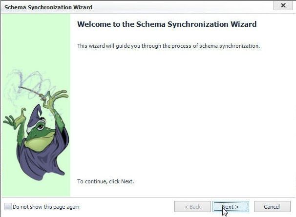 Figure 64. Schema Synchronization Wizard welcome screen