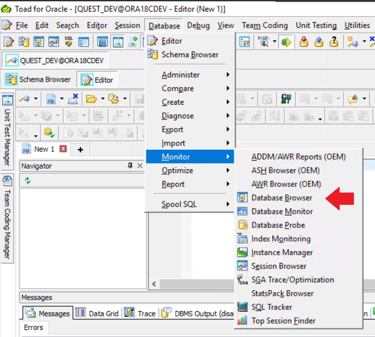 Toad for Oracle. Database>Monitor>Database Browser.