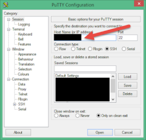 Configure Putty to connect to the cloud