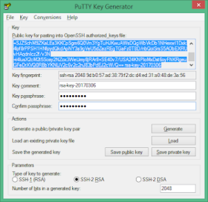Generating an SSH Key Pair Using the PuTTYgen