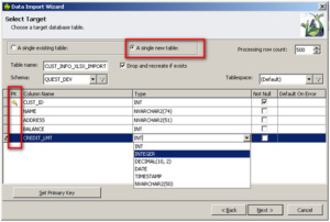 Toad Data Point – Create Tables and Import data with the Import Wizard