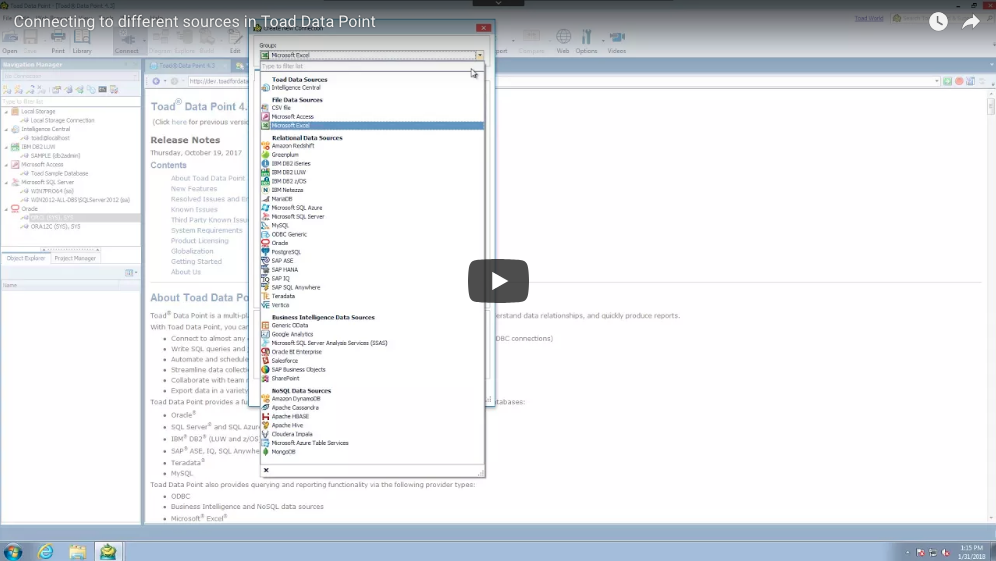 Connections in Toad Data Point