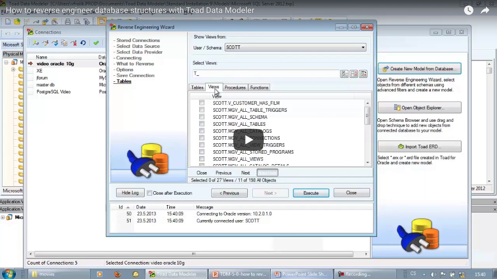 How to reverse engineer database structures with Toad Data Modeler