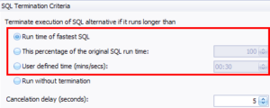 Criteria for Terminating SQL in the Batch Run