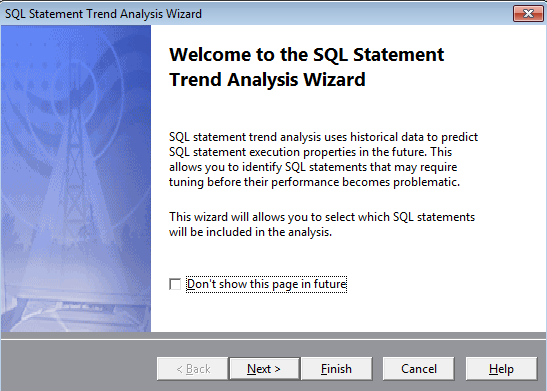Spotlight on Oracle feature helps you Identify Degrading SQL with the SQL Statement Trend Analysis Wizard.