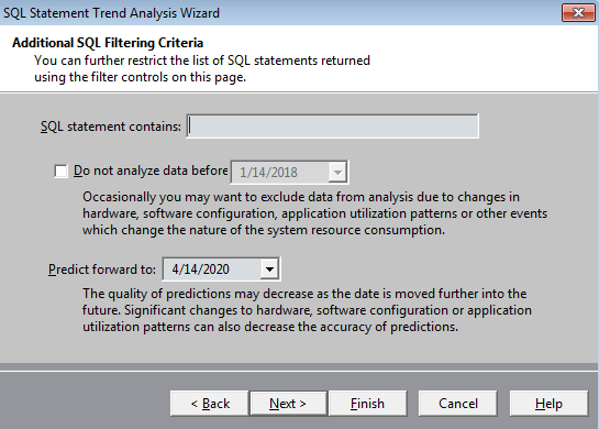 Screen shot of Spotlight on Oracle to define a date for your prediction.