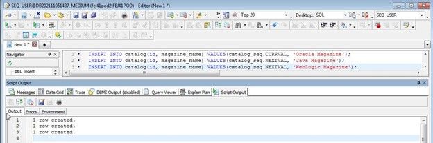 using a database Sequence in a INSERT...VALUES statement