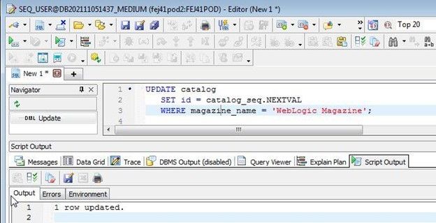 using a database sequence in an UPDATE